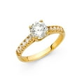 thumbnail image 1 of Solid 14k Yellow Gold Round Cubic Zirconia CZ Engagement Ring Size 7.5, 1 of 2