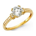 thumbnail image 1 of Solid 14k Yellow Gold Round Cubic Zirconia CZ Engagement Ring w/Round Side Stones Size 11, 1 of 2