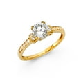thumbnail image 1 of Solid 14k Yellow Gold Round Cubic Zirconia CZ Engagement Ring w/Round Side Stones Size 9.5, 1 of 2