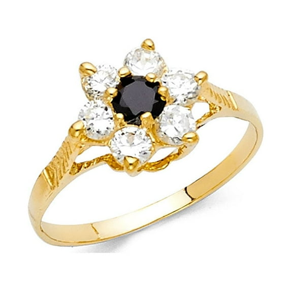 Solid 14k Yellow Gold Round Cubic Zirconia CZ Fashion Anniversary Ring Size 7.5