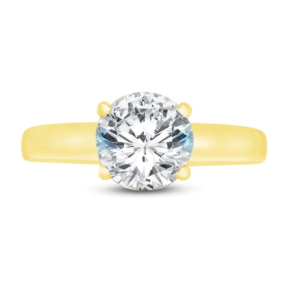 Solid 14k Yellow Gold Round Cut Large Big Classic Solitaire Wedding Engagement Ring CZ Cubic Zirconia 1.50ct. , Size 9.5