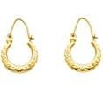 thumbnail image 1 of Solid 14k Yellow Gold Round Hoops Dangle Earrings Diamond Cut Polished Finish Hollow New 22 x 15 mm, 1 of 1