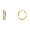 thumbnail image 1 of Solid 14k Yellow Gold Round Huggie Hoop Earrings Huggies Hoops CZ Style Polished Finish Fashion 15 mm, 1 of 1