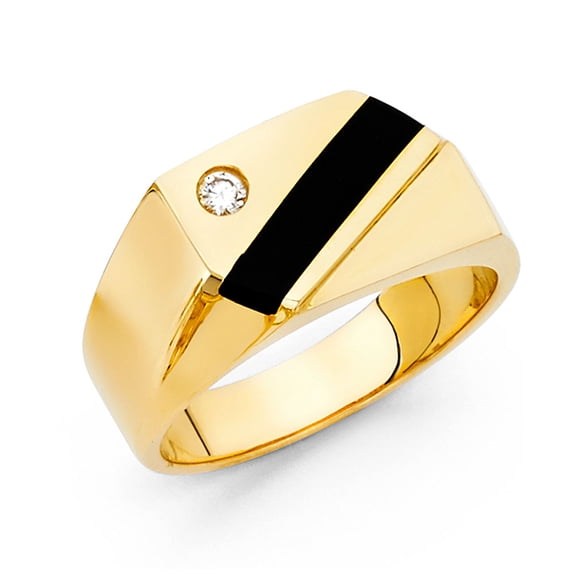 Solid 14k Yellow Gold Simulated Onyx Mens Fashion Anniversary Ring Size 6