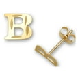 thumbnail image 1 of Solid 14k Yellow Gold Small Sparkle-cut A-Z Letter Name Personalized Monogram Initial Stud Earrings (initial: B) Stud Ea, 1 of 2