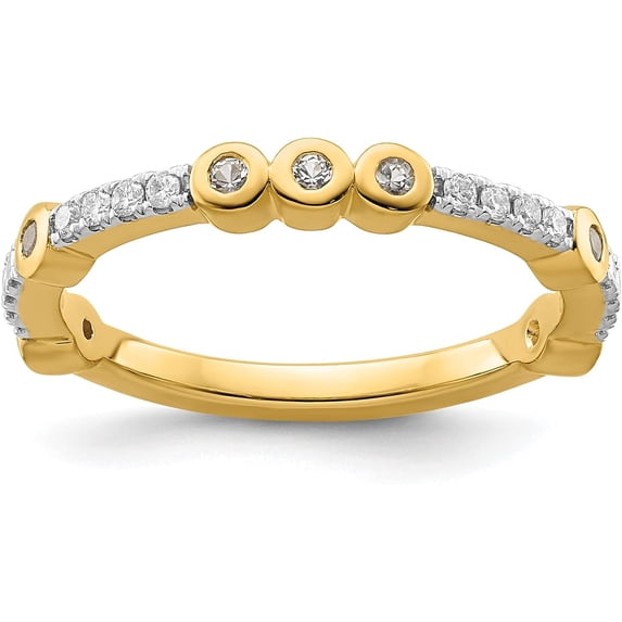 Solid 14k Yellow Gold Stackable Expressions White Topaz and Diamond Ring - Ring Size 6.0