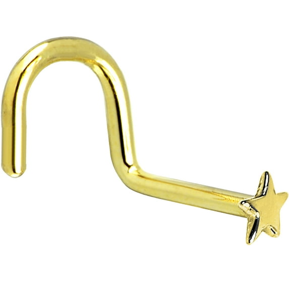 Solid 14k Yellow Gold Star Right Nostril Screw 20 Gauge 1/4"