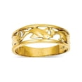 thumbnail image 1 of Solid 14k Yellow Gold Triple Dolphin Wedding Band Ring (6mm) - Size 9, 1 of 2