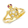 thumbnail image 1 of Solid 14k Yellow Gold Turtle Ring CZ Tortoise Band Diamond Cut Fashion Polished Stylish Fancy, Size 7.5, 1 of 1