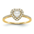 thumbnail image 1 of Solid 14k Yellow Gold Two Toned Heart Halo Diamond Side-Stones with CZ Cubic Zirconia Center Stone Engagement Ring Size 8.5, 1 of 2