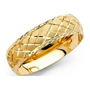 ZEN JEWELZ Solid 14k Yellow Gold Wedding Band Diamond Cut Ring Diamond Cut Satin & Polished Style 6 mm, Size 8