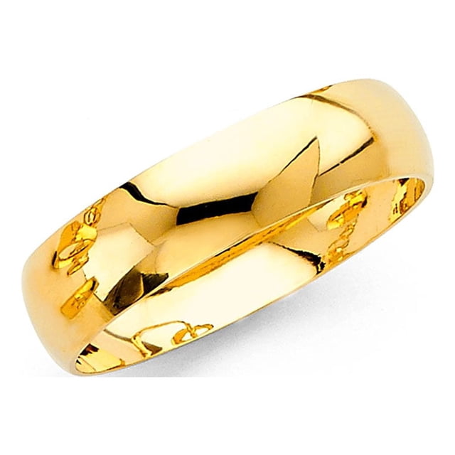 Solid 14k Yellow Gold Wedding Band Plain Ring Classic Dome Style High ...