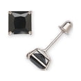 thumbnail image 1 of Solid 14k Yellow Or White Gold Black 6mm Square Cubic Zirconia Basket set Stud Screw Back Earrings-Stud Earring for Wome, 1 of 2