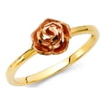 thumbnail image 1 of Solid 14k Yellow Rose Gold Rose Ring Flower Band Diamond Cut Stylish Design Two Tone 8MM, Size 5, 1 of 1