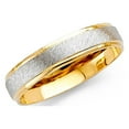 thumbnail image 1 of Solid 14k Yellow White Gold Band Wedding Ring Brushed Satin Polished Men Women Style Two Tone 4 mm, Size 8, 1 of 1
