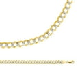 thumbnail image 1 of Solid 14k Yellow & White Gold Chain Cuban Necklace Curb Pave Open Link Two Tone Light, 5.7 mm - 22 inch, 1 of 1