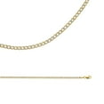 thumbnail image 1 of Solid 14k Yellow White Gold Chain Cuban Necklace Pave Curb Hollow Bevel Thin Two Tone, 2.4 mm - 16 inch, 1 of 1