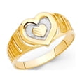 thumbnail image 1 of Solid 14k Yellow & White Gold Fancy Heart Band Ring Polished Finish Diamond Cut Two Tone 9MM, Size 5, 1 of 1