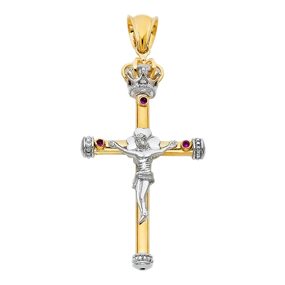 14k Gold Fancy CZ Cross 20mm Charm Pendant 14k Gold Fancy CZ Cross 20mm Charm Pendant