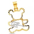 thumbnail image 1 of Solid 14k Yellow White Gold Teddy Bear Playing Guitar Pendant Charm Diamond Cut Two Tone 20 x 15 mm, 1 of 1