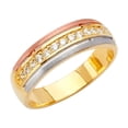 thumbnail image 1 of Solid 14k Yellow White and Rose Gold Ring Mens Cubic Zirconia CZ Anniversary Wedding Band Size 9, 1 of 2