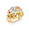 thumbnail image 1 of Solid 14k Yellow White and Rose Three Color Gold Cubic Zirconia CZ Fashion Anniversary Elephant Ring Size 11.5, 1 of 2