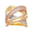 thumbnail image 1 of Solid 14k Yellow White and Rose Three Color Gold Fashion Anniversary Cubic Zirconia CZ Ring Size 5, 1 of 2