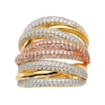 thumbnail image 1 of Solid 14k Yellow White and Rose Three Color Gold Fashion Anniversary Cubic Zirconia CZ Ring Size 8, 1 of 2