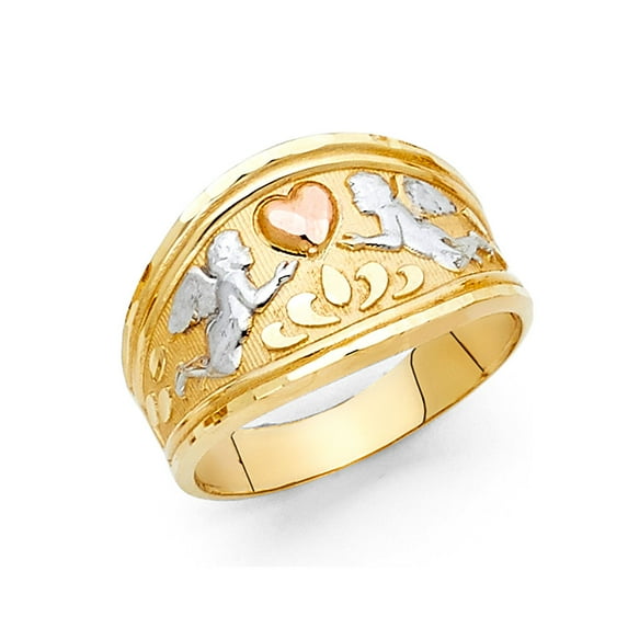Solid 14k Yellow White and Rose Three Color Gold Fashion Anniversary Ring Size 6.5