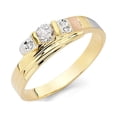 thumbnail image 1 of Solid 14k Yellow White and Rose Three Color Gold Ring Cubic Zirconia CZ Ladies Anniversary Wedding Band Size 5, 1 of 2