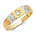 thumbnail image 1 of Solid 14k Yellow White and Rose Three Color Gold Ring Round Cubic Zirconia CZ Mens Anniversary Wedding Band Size 8.5, 1 of 2