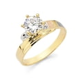 thumbnail image 1 of Solid 14k Yellow White and Rose Three Color Gold Round Cubic Zirconia CZ Engagement Ring Size 9, 1 of 2