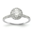 thumbnail image 1 of Solid 14k Yellow and White Gold Two Tone Gold Round Halo Diamond Side-Stones with CZ Cubic Zirconia Center Stone Engagement Ring Size 5.5, 1 of 8