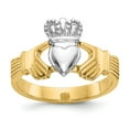thumbnail image 1 of Solid 14k Yellow and White Gold Two Tone Irish Claddagh Celtic Ring Band Size 8, 1 of 6