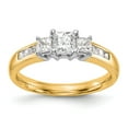 thumbnail image 1 of Solid 14k Yellow and White Gold Two Tone Three Stone Diamond Side-Stones with CZ Cubic Zirconia Center Stone Engagement Ring Size 5, 1 of 3