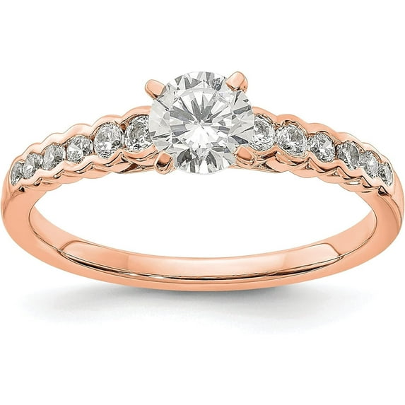Solid 14ky Yellow Gold True Origin w/White head Lab Grown Diamond VS/SI, D E F, Semi-Mount R - Ring Size 7.0 center stones not included