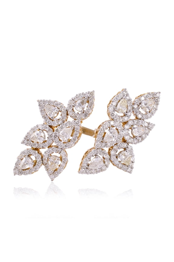 Solid 18 Kt 2.5 TCW Yellow Gold SI Clarity HI Color Diamond Promise Cuff Ring