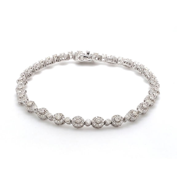 Solid 18 Kt White Gold SI Clarity HI Color Diamond Designer Dainty Bracelet