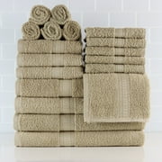 Solid 18-Piece Adult Bath Towel Set, Vallejo Tan, Mainstays Basic