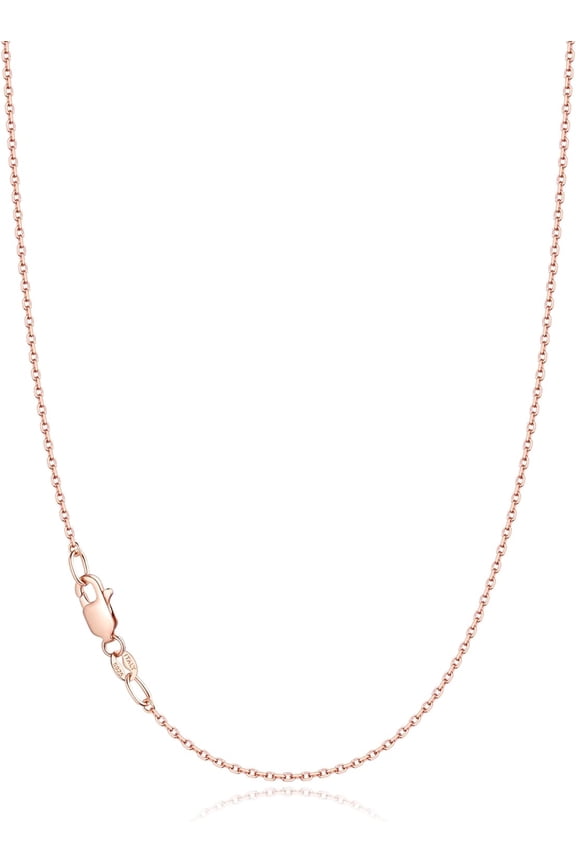 Solid 18K Gold Over 925 Sterling Silver Chain Necklace For Women, 1.1Mm Cable Chain Necklace Thin & Dainty & Sturdy Women'S Chain Necklaces, 14/16/17/18/20/22/24 Inches[o7575]