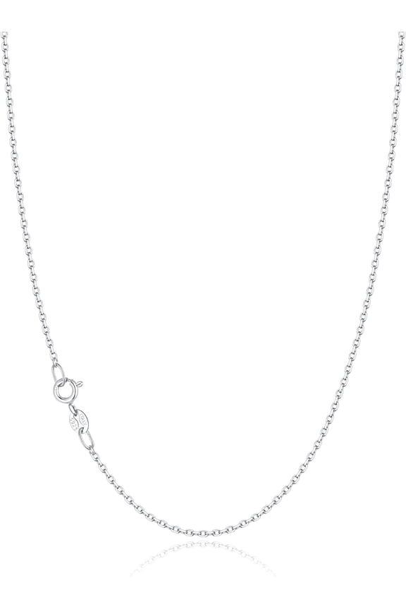 Solid 18K Gold Over 925 Sterling Silver Chain Necklace For Women, 1.2Mm Cable Chain Necklace Super Sturdy & Shiny Women'S Chain Necklaces 14/16/17/18/20/22/24 Inches[o741]