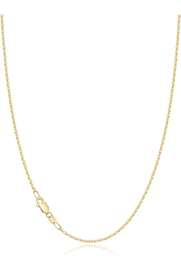 Solid 18K Gold Over 925 Sterling Silver Chain Necklace For Women, 1.2Mm Cable Chain Necklace Thin & Dainty & Sturdy Women'S Chain Necklaces 14/16/17/18/20/22/24 Inch[o4745]