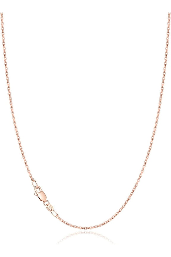 Solid 18K Gold Over 925 Sterling Silver Chain Necklace For Women, 1.2Mm Cable Chain Necklace Thin & Dainty & Sturdy Women'S Chain Necklaces 14/16/17/18/20/22/24 Inch[o4754]