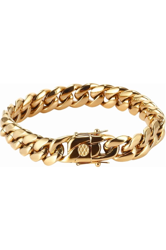 Solid 18K Gold Bracelet Suitable for both Men and Women, Miami Cuban Bracelet,Perfectly Blending Fashion and Luxury, adding Men's Charm,Valentine's Day