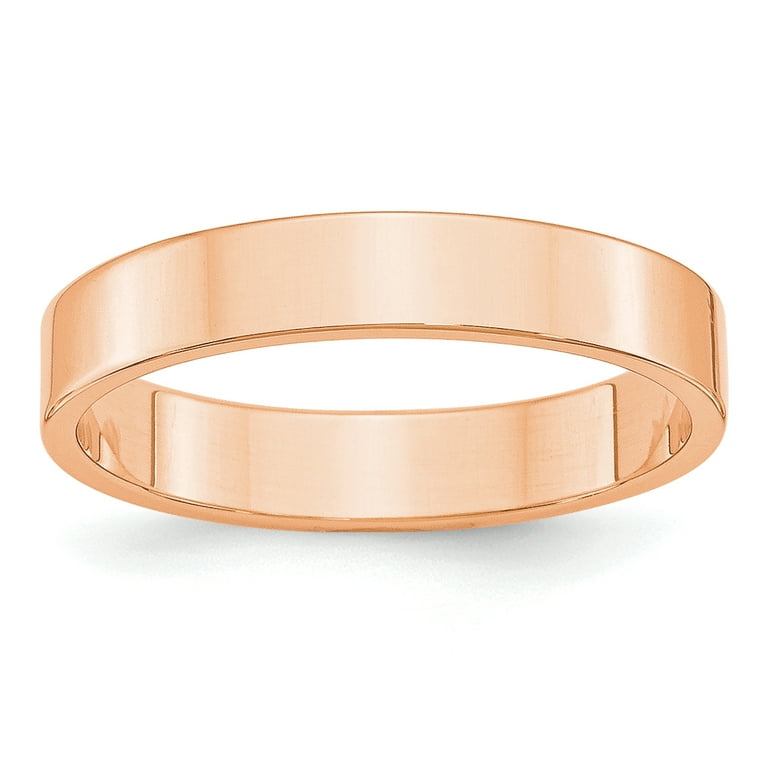 Solid 18K Rose Gold 4mm Light Weight Flat Men s Women s Wedding