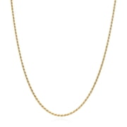 Solid 18K Yellow Gold Over Silver 1.5mm Rope Chain Necklace 16-24