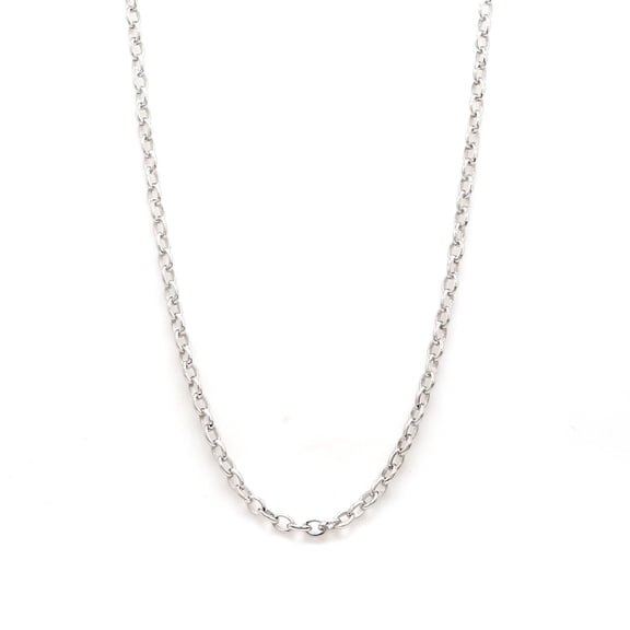 Solid 18Kt White Gold Handmade Cable Chain Necklace 16 Inches Long