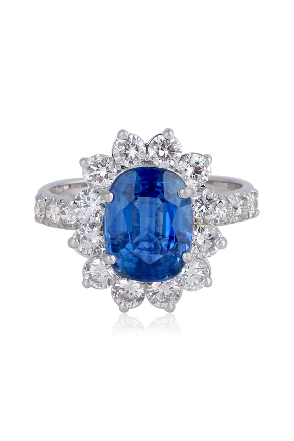 Solid 18Kt White Gold SI Clarity HI Color Diamond & Kyanite Gemstone Ring Jewelry