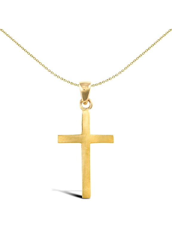 Solid 18ct Gold Jewelco London Plain Cross Pendant