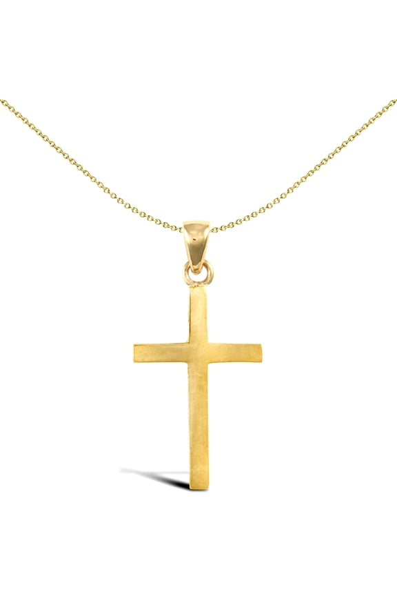 Solid 18ct Gold Jewelco London Plain Cross Pendant
